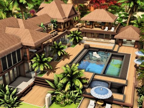 The Sims Resource - Paradisiac Beach Mansion Beach Mansion Floor Plan, Bloxburg Tropical House, Sims 4 Mansion Luxury, Sulani Homes Sims 4, Beach House Mansion, Mansion Sims 4, Sims 4 Beach House, Large Beach House, Lotes The Sims 4