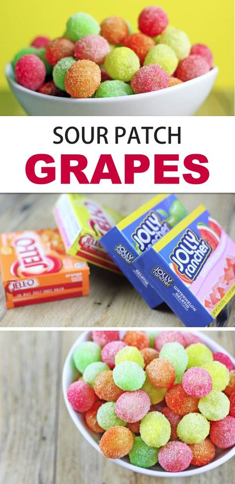 Fun Kids Snacks, Sour Patch Grapes Recipe, Sour Patch Candy, Sour Patch Grapes, Candied Grapes Recipe, Fun Food Ideas, Birthday Snacks, Grape Recipes, Birthday Party Snacks