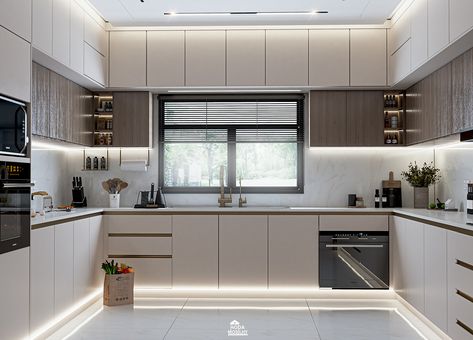 Kitchen Unit Designs, Kitchen Cabinetry Design, Minimal Kitchen Design, Beautiful Kitchen Cabinets, Kitchen Layout Plans, Kitchen Modular, Kitchen Cupboard Designs, Exterior Stairs, Desain Editorial