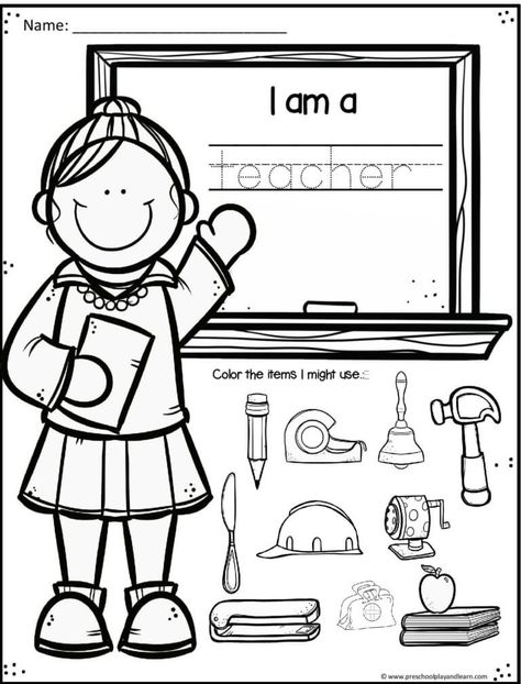 back to school preschool worksheet for teacher community helpers Preschool Assignments, Occupation Activities, Community Helper Lesson, Community Helpers Worksheets, Community Helpers Preschool Activities, Pre K Worksheets, Back To School Worksheets, Community Helpers Theme, Preschool Play