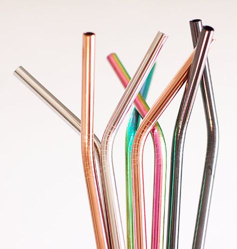 Glass Straw Aesthetic, Metal Straws Aesthetic, Clear Glass Straws, Metal Water Bottle With Straw, Glass Straws Amazon, Smoothie Straw, Gold Straws, Reusable Drinking Straw, Rainbow Metal