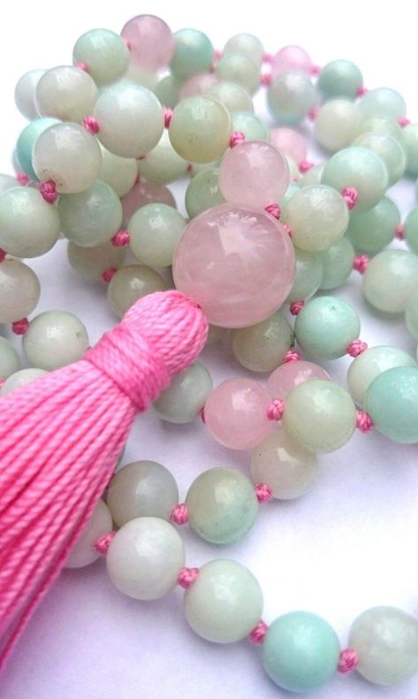 Pink Meditation, Aqua Rose, Mala Jewelry, Knotted Mala, Yoga Mala, Yoga Necklace, Mala Bead Necklace, Pink Yoga, Jewelry Knots