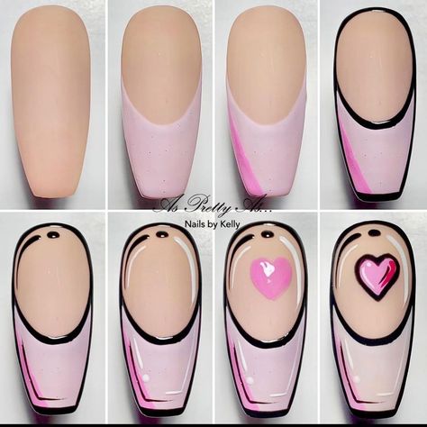 Stoni Winters - 🎭🎨 Cute Step by Step Nails 🎨🎭 . . . . . .... Step By Step Nails, Diy Nail Designs Step By Step, Nail Art Dessin, Beginner Nail Designs, Quick Nail Art, Pop Art Nails, Summer Nail Ideas, Art Deco Nails, Valentine Nail Art