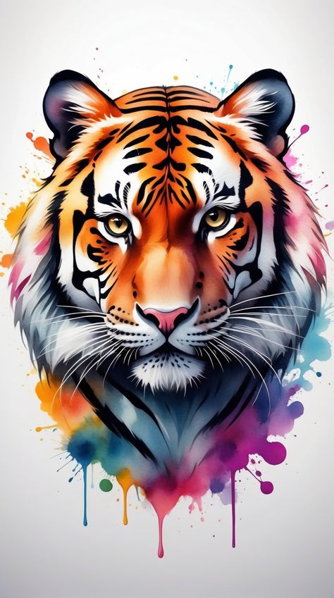 Big Cat Tattoo, Tiger Wallpaper, Diy Abstract Canvas Art, Tiger Pictures, Big Cats Art, Cats Artists, Back Tattoo Women, Tiger Tattoo, Tiger Art