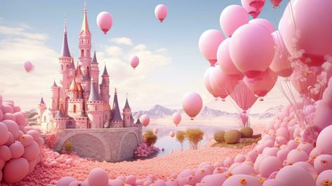 Pink princess castle Barbie Background Landscape, Barbie Landscape, Pink Princess Castle, Barbie Castle, Background Landscape, Baby Photo Frames, Pink Wallpaper Backgrounds, Princess Castle, Frame Background