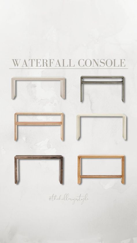 Restoration Hardware Console Table, Console Table Behind Sofa, Waterfall Console Table, Waterfall Console, Diy Waterfall, Entry Console, Console Table Entryway, Console Entryway, Console Table Design