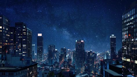 Sci Fi Wallpapers, Starry Night Light, Sci Fi Wallpaper, Night Skyline, Beautiful Night Sky, Anime Places, 4k Wallpapers For Pc, Scenic Wallpaper, Anime City