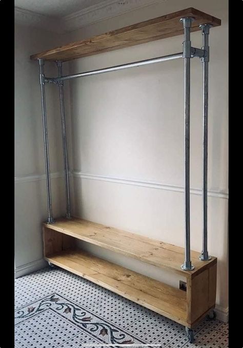 Scaffold Wardrobe, Temporary Wardrobe, Pipe Closet, Industrial Wardrobe, Pop Up Booth, Shop Design Ideas, Paint End Tables Diy, Paint End Tables, Casa Interior