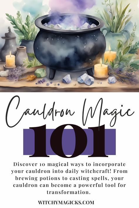 Discover 10 magical ways to incorporate your cauldron into daily witchcraft! From brewing potions to casting spells, your cauldron can become a powerful tool for transformation. Learn practical tips, creative ideas, and ancient traditions to boost your magical practice. Perfect for witches of all levels. Tap into your cauldron's full potential today! #Witchcraft #CauldronMagic #Spells #Magick #Wicca #WitchyLife Cauldron Spells Witchcraft, Cauldron Witchcraft, Cauldron Spells, Witchcraft Resources, Cauldron Magic, Daily Witchcraft, Witches Grimoire, Easy Witchcraft, Potion Ideas