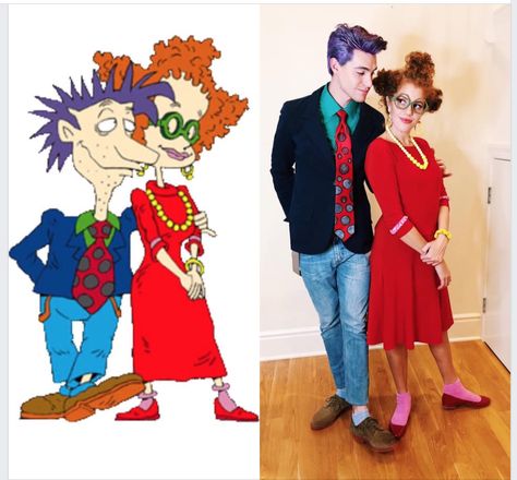 Stu & Didi Pickles 👶🏼 Iconic Cartoon Couples Costumes, Comiccon Costume Ideas, Rugrats Costume, Cruella Costume, Themed Halloween Costumes, Clever Halloween, Family Projects, Halloween Coustumes, Cartoon Halloween