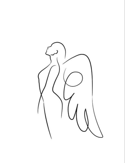 One Line Angel Tattoo, Line Art Angel, Art Abstrait Ligne, Trendy Posters, Angel Posters, Art Angel, Minimalist Drawing, Abstract Face Art, Pola Sulam