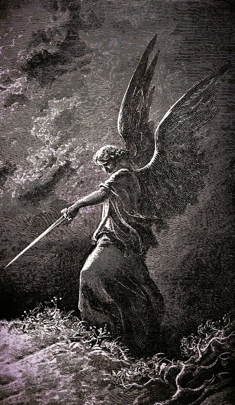 Dark Christian Wallpaper, Dark Angelcore, Biblical Artwork, Dark Fantasy Artwork, Rennaissance Art, Heaven Art, Gustave Dore, Biblical Art, Dark Art Illustrations