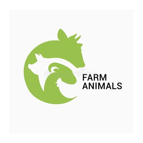 Farm animals logo, farmers market vector icon, animal husbandry logo stock illustration Meat Logo, Sheep Logo, Animals Logo, Farm Logo Design, Pet Branding, Cow Logo, Goat Logo, Chicken Logo, Agriculture Logo