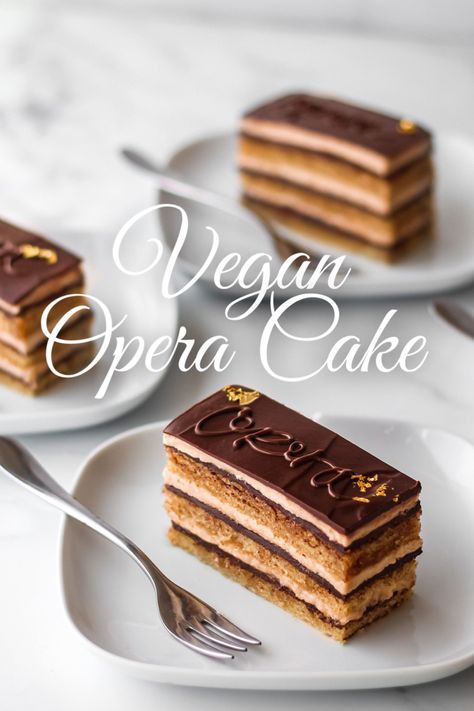 Baking Recipes Vegan, Silky Buttercream, Patisserie Vegan, Opera Cake, Vegan Baking Recipes, Vegan Cake Recipes, Vegan Bakery, Cake Layers, Baking Recipe