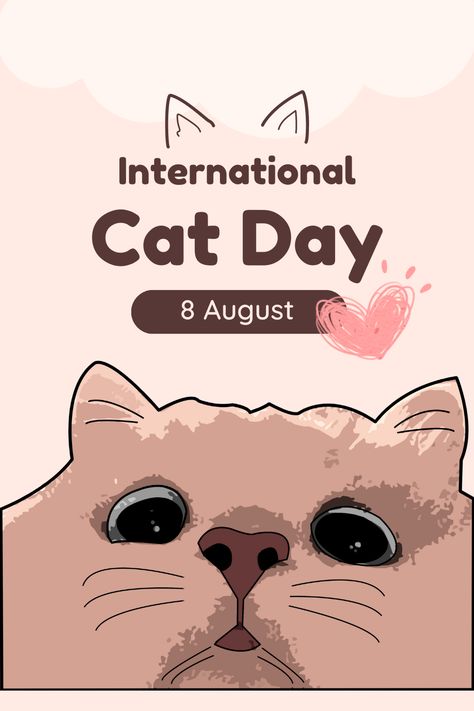 Celebrate International Cat Day! International Cat Day Posts, Happy International Cat Day, World Cat Day, Cat Groomer, Angel Wings Art, National Cat Day, Google Doodle, Cartoon Cats, International Cat Day