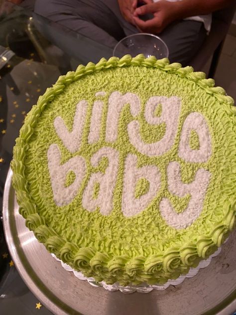 Cute 23 Birthday Cakes, Green Birthday Cakes Aesthetic, Virgo Bday Cake, Virgo Fairy Cake, Libra Cake Aesthetic, Virgo Cake Aesthetic, Virgo Themed Birthday Party, Birthday Cakes 19, 26th Birthday Cakes