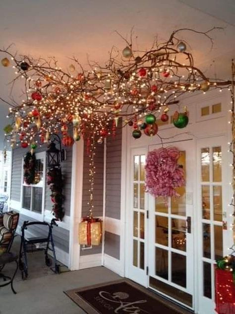 Christmas Decor Ceiling, Store Christmas Decorations, Dollar Store Christmas Decorations, Christmas Window Decorations, Dollar Store Christmas, Christmas Interiors, Easy Christmas Decorations, Christmas Decorations For The Home, Christmas Porch