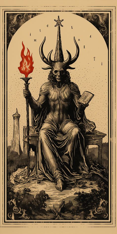 Satanic Tarot Cards, The Devil Tarot Card Art, Dark Tarot Cards, The Devil Tarot Card, Devil Tarot Card, Tarot Card Artwork, The Devil Tarot, Tarot Cards Art Illustration, Queen Of Wands