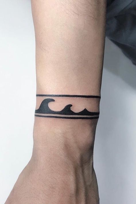 #wave #wavetattoo #armbands #bandittattoo | Nov 11th 2019 | 1234218 Wave Tattoos, Upper Thigh Tattoos, Wave Tattoo Design, Ankle Bracelet Tattoo, Ring Finger Tattoos, Unalome Tattoo, Circle Tattoo, Elements Tattoo, Dot Tattoos