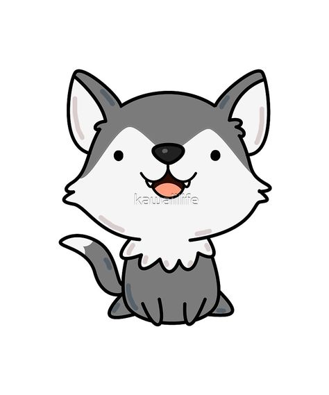 "Kawaii Wolf" by kawaiilife | Redbubble Cute Wolf Illustration, Kawaii Wolf, Easy Animal Drawings, Wolf Illustration, Easy Animals, Kawaii Stuff, Kawaii Gifts, Wolf Tattoo, Kawaii Wallpaper