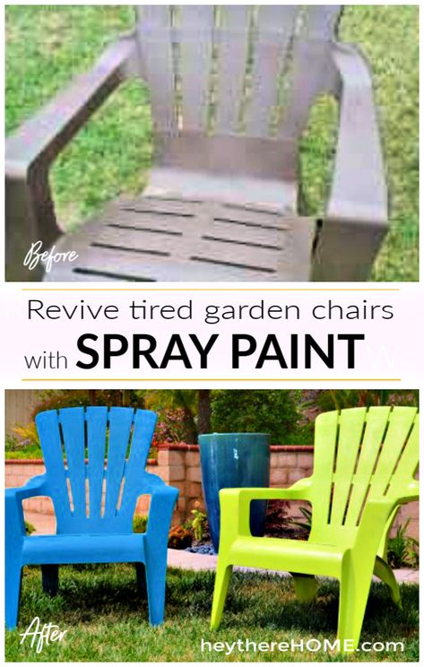 Here's what happened when I spray painted my plastic outdoor furniture  #outdoordecor #paintingtips #outdoorfurniture #DIYprojects Painting Plastic Furniture, Spray Painting Outdoor Furniture, Painting Plastic Chairs, Outdoor Plastic Chairs, Plastic Garden Chairs, Plastic Patio Furniture, Patio Paradise, Plastic Outdoor Furniture, Plastic Garden Furniture