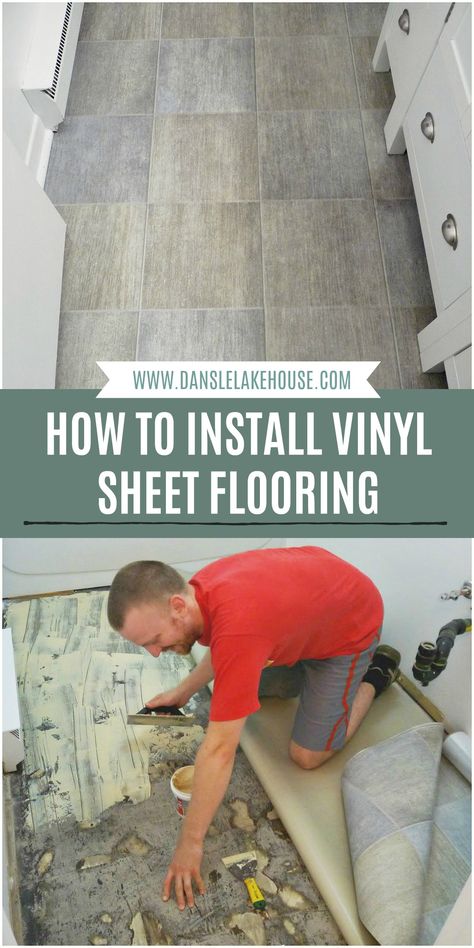 Easy Diy Kitchen Flooring, Install Vinyl Sheet Flooring, How To Install Vinyl Sheet Flooring, Cheap Flooring Options, Vinyl Roll Flooring, Cheap Flooring Ideas, Diy Vinyl Flooring, Roll Vinyl Flooring, Bathtub Designs