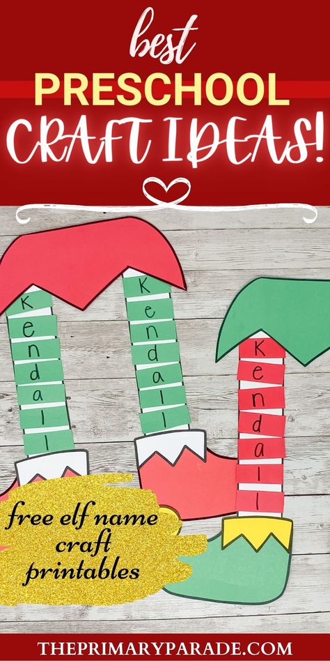 December Crafts For Prek, Creative Curriculum Christmas Ideas, Educational Christmas Crafts, Elf Day Activities Preschool, Elf Lesson Plans Preschool, Christmas Name Crafts For Kids, Pre K Christmas Crafts For Kids, Christmas Center Ideas For Preschool, Stocking Crafts For Preschool