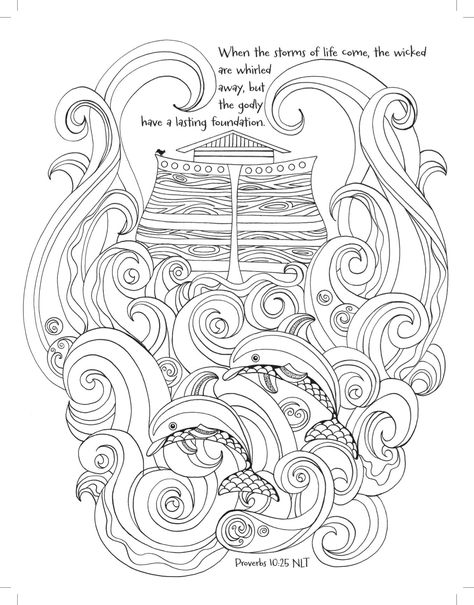 Noah's Ark Coloring Pages, Coloring Bible, Noah Ark, Bible Verse Coloring Page, Scripture Coloring, Proverbs 10, Bible Verse Coloring, Bible Coloring Pages, Noah S Ark