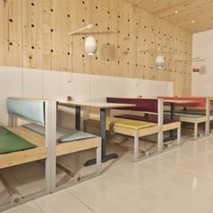 Bestie Currywurst by  Scott & Scott Architects in Vancouver, BC Booth Seating, Sopot, Design Wood, Hospitality Design, Vancouver Canada, Restaurant Interior, Cafe Interior, Cafe Design, Commercial Design