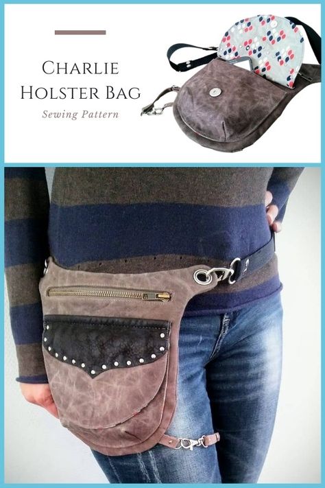 Hip Bag Pattern Free, Hip Bag Diy, Hip Bag Pattern, Holster Purse, Cross Body Bag Pattern, Hip Purse, Thigh Bag, Hip Pouch, Diy Sewing Gifts