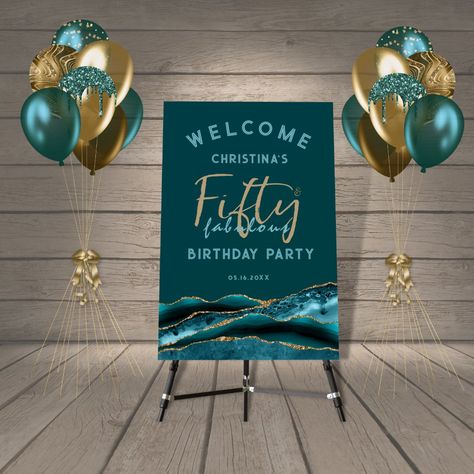 Teal Birthday Party Ideas, Peacock Birthday Party, 60th Birthday Ideas For Mom, Turquoise Party, Tiffany Birthday Party, 50th Birthday Party Ideas For Men, Black Party Decorations, Tiffany Birthday, 54th Birthday