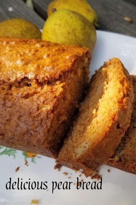 Pear Quick Bread Recipes, Pear Sauce Bread, Buttermilk Pear Recipes, Canned Pear Bread Recipes, Apple Pear Bread, Pear Bread Recipes Easy, How To Use Up Pears, Pear Loaf, Fresh Pear Recipes Healthy