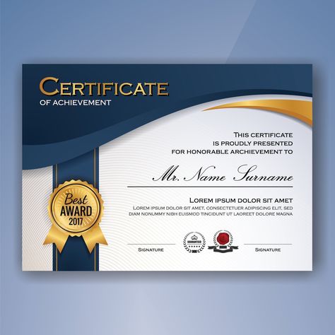 Free Vector | Certificate of achievement template Certificate Design Inspiration, Certificate Layout, Free Printable Certificates, Certificate Of Achievement Template, Blank Certificate, Free Certificate Templates, Award Template, Certificate Background, Free Certificates