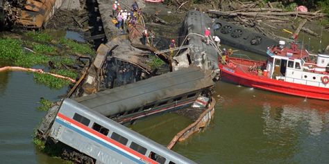 Deadliest Train Crashes in the U.S. Over the Past 25 Years Railway Accidents, Train Crash, Railroad Bridge, Amtrak Train, Railway Bridges, Train Wreck, Train Art, Crazy Train, Old Trains