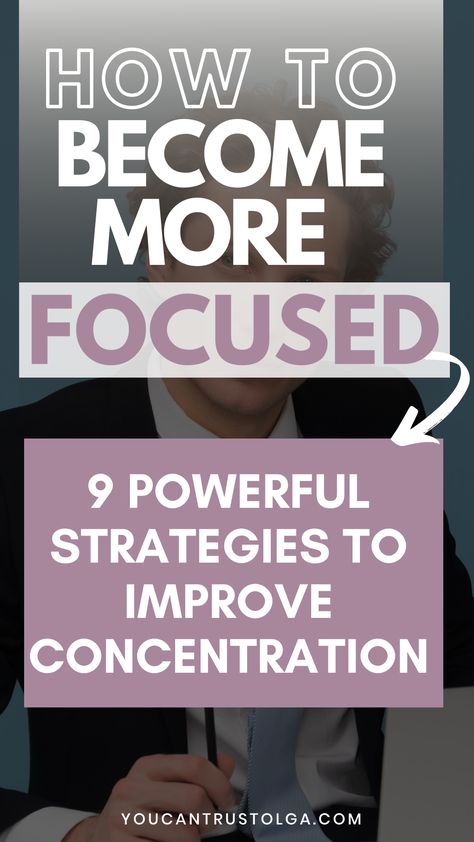 How to Increase Focus and Concentration - 9 Amazing Tips! Your work and study productivity depends on how well you can avoid distractions. Increase productivity and focus at work with these easy productivity hacks. productivity hacks | self-improvement tips on how to better yourself | personal development goals | college life hacks | focus on studying tips Study Productivity, Focus On Studying, Focus Tips, Ways To Focus, Personal Development Goals, Focus At Work, Studying Tips, How To Focus, Focus And Concentration