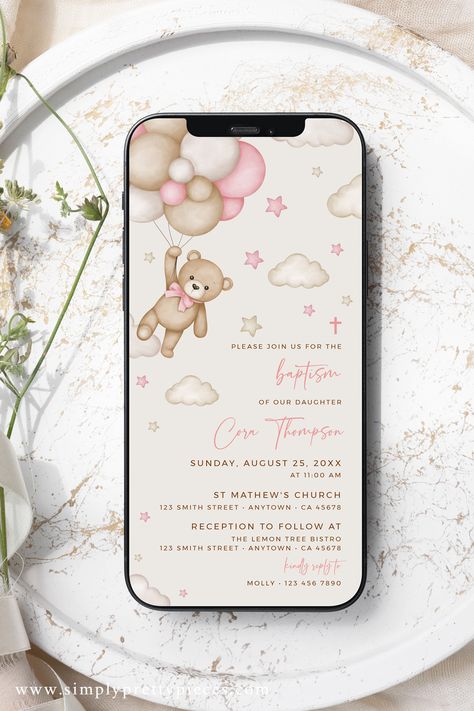 Baptismal Invitation For Girl, Baby Christening Invitation, Baptismal Invitation, Christening Themes, Baptism Themes, Christening Invitations Girl, Baby Background, Baptism Invitations Girl, Christening Ideas