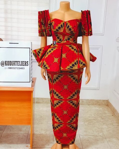 Ankara Peplum Top And Skirt, Make Skirt, Skirt And Blouse Styles, Stylish Naija, Ankara Long Gown Styles, Long African Dresses, Long Gowns, African Dresses For Kids, Lace Gown Styles