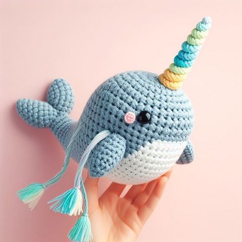 Free Crochet Narwhal Whale Amigurumi Pattern Free Crochet Narwhal Pattern, Narwhal Crochet Pattern, Narwhal Crochet, Narwhal Crochet Pattern Free, Crochet Narwhal, Narwhal Plush, Narwhal, Crochet Lovers, World Crafts