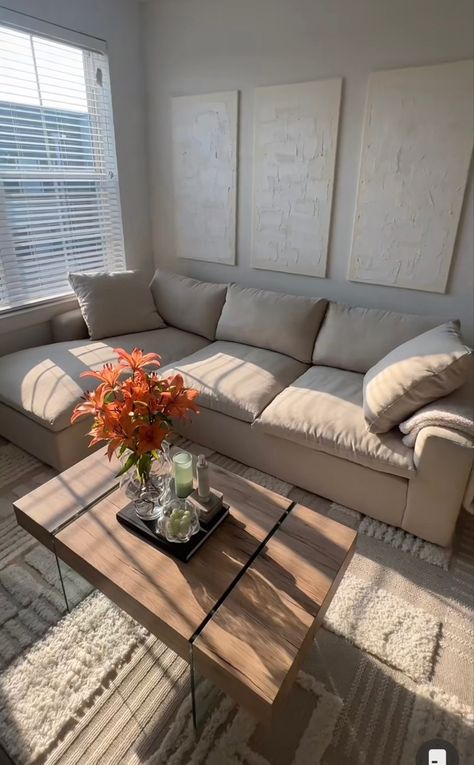 Living Room Decor Beige Couch, Living Room Decor Modern Contemporary, Couch Ideas Living Room, Earth Tone Living Room Decor Cozy, Small Apartment Aesthetic Cozy, Apartment Couches, Modern Earthy Living Room, Small Living Room Ideas Apartment Cozy, Cozy Living Room Apartment