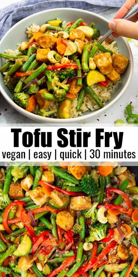 Healthy Vegan Stir Fry, Healthy Vegan Stir Fry Recipes, Vegan Veggie Stir Fry, Tofu Stir Fry Healthy, Easy Vegetarian Stir Fry, Vegetarian Stirfry Ideas, Shrimp Tofu Stir Fry, Vegan Tofu Stir Fry Recipe, Vegan Tofu Recipes Dinners