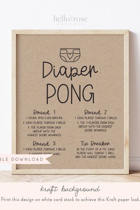 Country Baby Shower Games, Diaper Pong Rules Printable Diy, Boy Baby Shower Game Ideas, Diaper Pong Baby Shower Game Rules, Nappy Pong, Man Shower Ideas, Diaper Ping Pong Game, Diaper Pong Board, Farmhouse Baby Shower Ideas