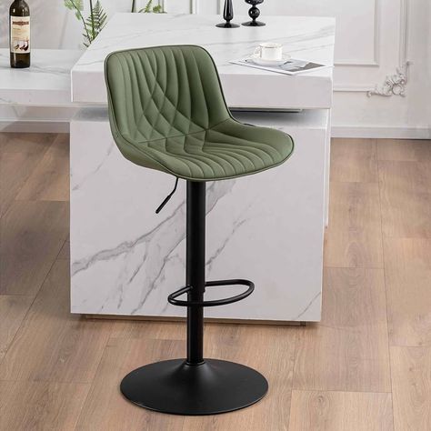 YOUTASTE Modern Olive Green Bar Stool Set of 1 Adjustable Single Barstool Luxury Upholstered Bar Chair Faux Leather Counter Height Bar Stools Swivel Barstools with Back for Home Kitchen Island : Amazon.ca: Home Olive Green Bar, Counter Height Bar Stools Swivel, Leather Counter Height Bar Stools, Barstools With Back, Green Bar Stools, Sage Green Kitchen, Island Stools, Swivel Barstools, Green Bar