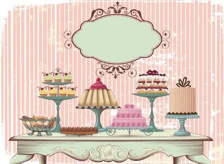 Old-fashioned tavola è apparecchiata con dolci vari Tutti gli oggetti sono raggruppati e separati a strati Archivio Fotografico - 13271884 Sweet Buffet, Vintage Cupcake, Cupcake Art, Cake Logo, Cakes And Cupcakes, Different Cakes, Illustration Food, Free Vector Art, Celebration Cakes