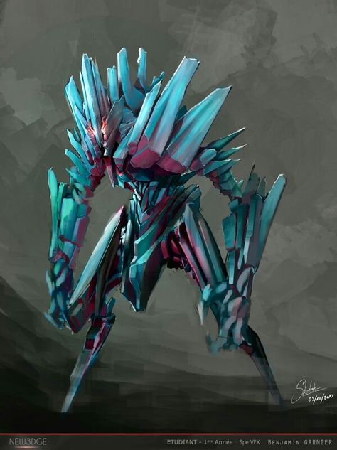 Crystal Monster Fantasy Art, Crystal Golem Concept Art, Crystal Humanoid Art, Crystal Character Art, Cute Alien Concept Art, Crystal Monster Concept Art, Dnd Crystal Monster, Crystal Creature Art, Crystal Monster Art