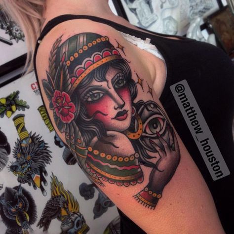 Traditional Fortune Teller Tattoo, Fortune Teller Tattoo, Traditional Tattoo Inspiration, Thanks For Coming, American Traditional Tattoo, Fortune Teller, American Traditional, Chest Tattoo, Instagram Likes