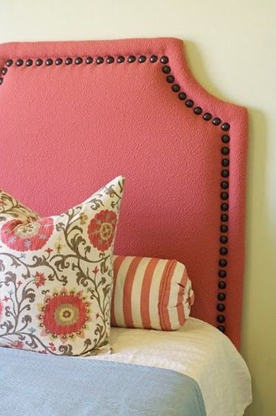 headboard shape and nailhead Head Boards, Farmhouse Side Table, Diy Headboards, Upstairs Bedroom, Fabric House, Diy Headboard, Home Goods Decor, Crafty Diy, Upholstered Headboard