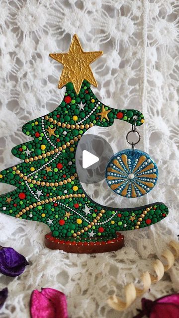 Dot Painting, Thank You So Much, Christmas Decoration, Singapore, Dots, Christmas Decorations, Christmas Tree, Hand Painted, Texture