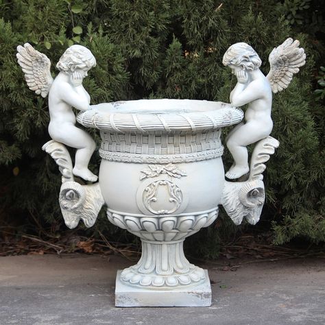 Cherub Sculpture, Modern Fountain, Life Size Statues, Estate Garden, Fountain Feature, Magnesium Oxide, Urn Planters, Patio Garden Design, Garden Angels