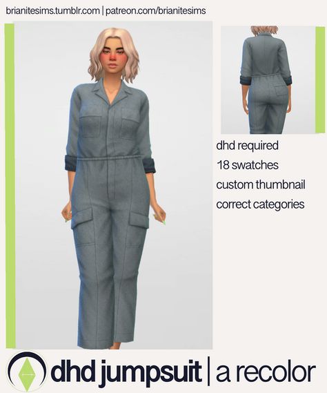 Sims 4 Jumpsuit Cc, Sims 4 Cc Jumpsuit, Sims 4 Jumpsuit, Military Jumpsuit, Mechanic Jumpsuit, Sims 4 Cc Patreon, Cc Patreon, Work Overalls, Sims Hair