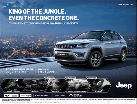 Creative Car Ads Design, Car Ads Design, Car Ads Creative Advertising, Car Creative Ads, Jeep Advertising, Jeep Ads, Car Kv, Car Poster Design, Compass Jeep